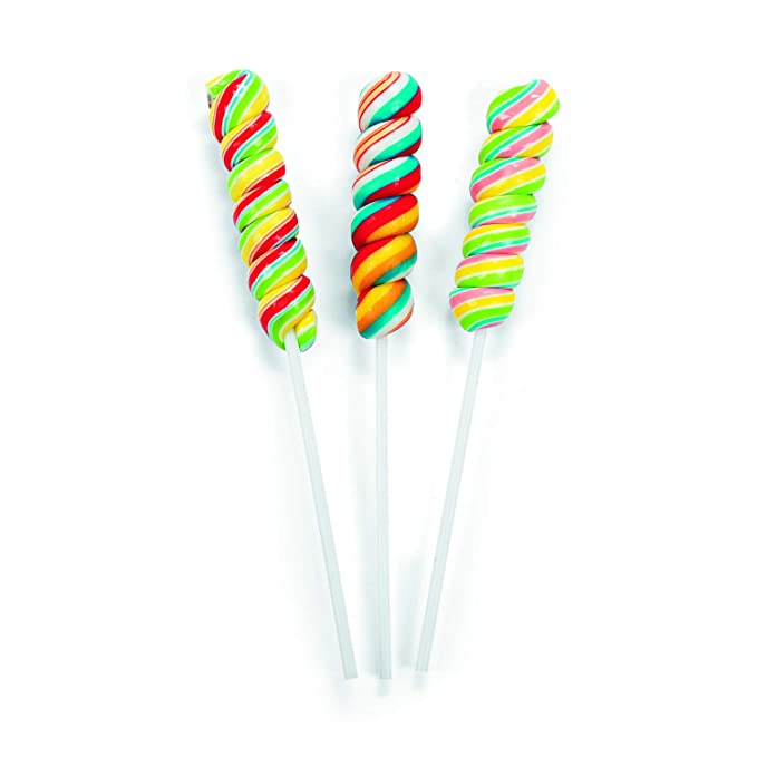  Mini Twisty Lollipops (Rainbow) Unicorn Pops, Bulk set of 24 Individual Wrapped Swirl Suckers - Candy Buffet, Party Favors  - 889070192620