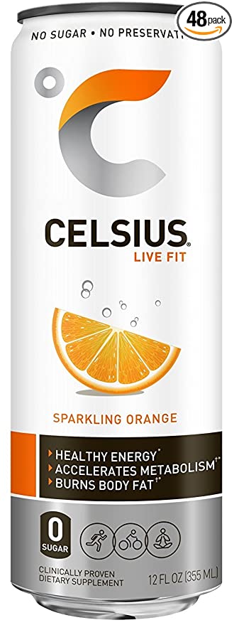 Celsius Sparkling Orange tCoGlD, 12-Ounce (Pack of 48) - 889392246414