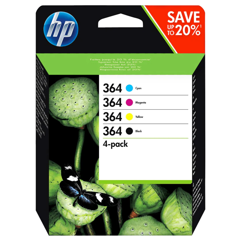 HP Tintenpatronen Set Nr. 364 Schwarz, Gelb, Magenta, Cyan 4 Stück - 889894419408