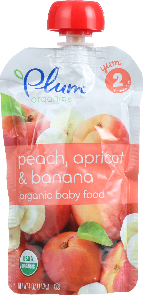 Plum Organics Baby Food - Organic - Apricot And Banana - Stage 2 - 6 Months And Up - 3.5 .oz - Case Of 6 - 00890180001214