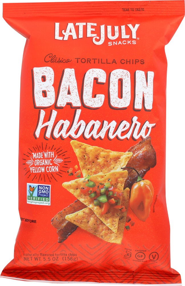 LATE JULY SNACKS: Clasico Tortilla Chips Bacon Habanero, 5.5 oz - 0890444000229