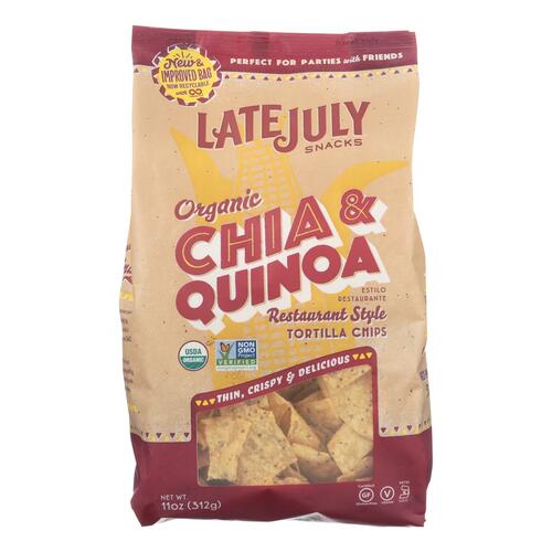 LATE JULY: Organic Chia And Quinoa Restaurant Style Tortilla Chips, 11 oz - 0890444000281