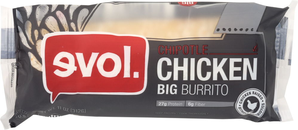 EVOL: Chicken Chipotle Burrito, 11 oz - 0891627002986