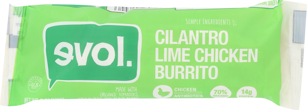 EVOL: Cilantro Lime Chicken Burrito, 6 oz - 0891627003006