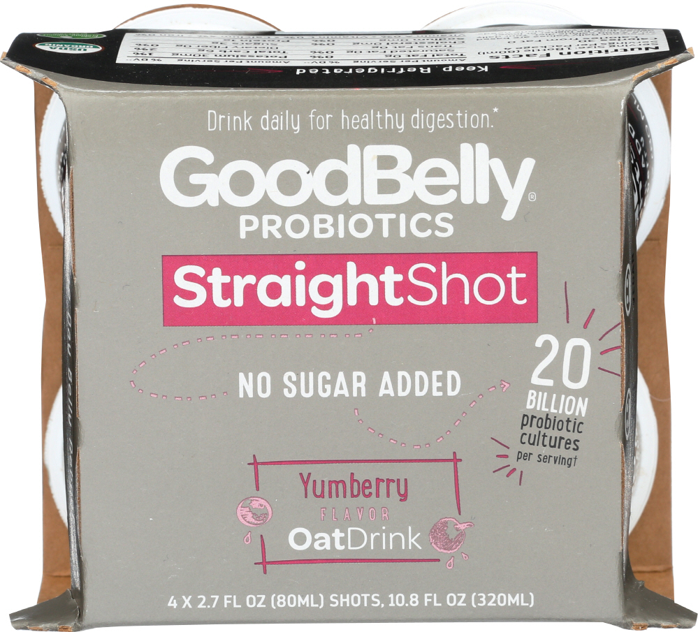 No Sugar Added Yumberry Flavor Probiotics Oatdrink Dairy-Free Shots, Yumberry - 891770002826