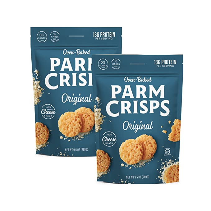 ParmCrisps – Party Size Original Cheese Parm Crisps, Made Simply with 100% REAL Parmesan Cheese | Healthy Keto Snacks, Low Carb, High Protein, Gluten Free, Oven Baked, Keto-Friendly | 9.5 Oz (Pack of 2) - 893222000800