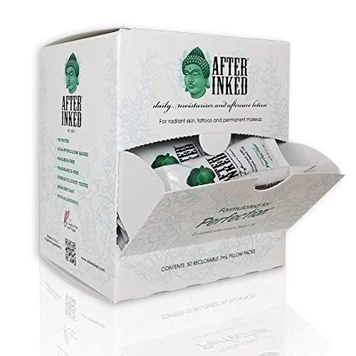  After Inked Tattoo Moisturizer Cream & Aftercare Lotion Balm Reclosable Pillow Packs Dispensers (50-pack)  - 893263002078