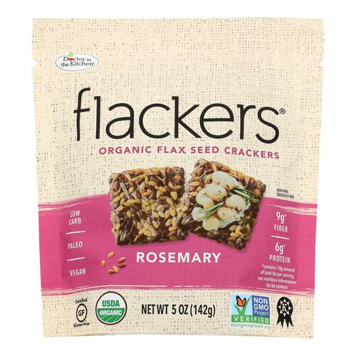 DOCTOR IN THE KITCHEN: Flackers Flax Seed Crackers Rosemary, 5 oz - 0893615002015