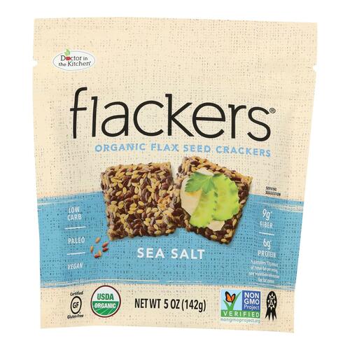 DOCTOR IN THE KITCHEN: Flackers Flax Seed Crackers Sea Salt, 5 oz - 0893615002091