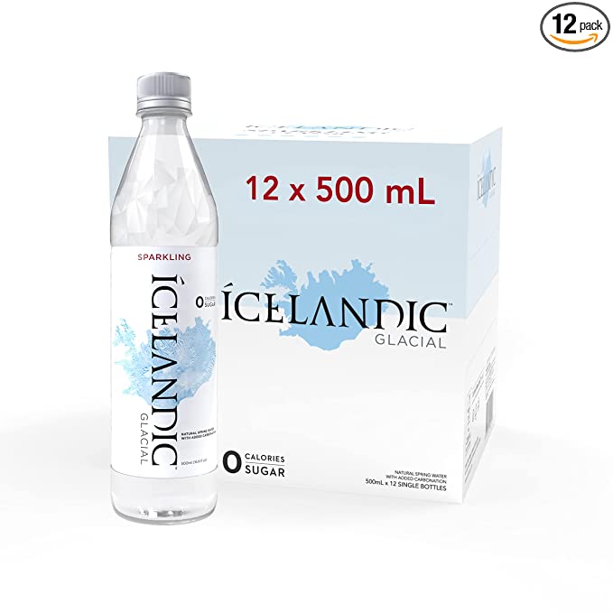 Icelandic Glacial Sparkling Water, Unflavored, 16.9 Fl Oz (Pack of 12) - 893919001974