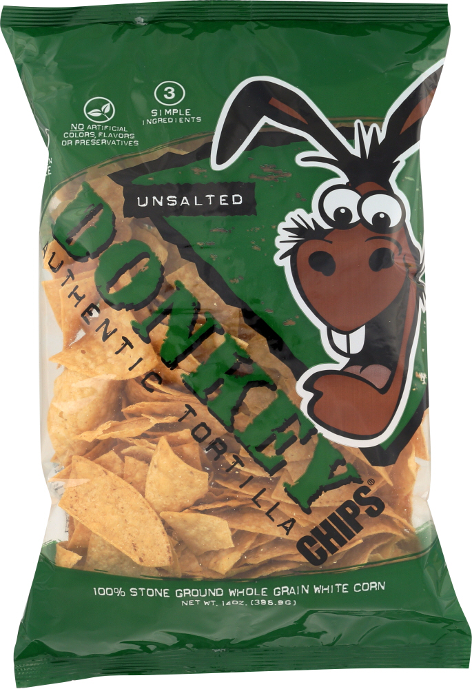 DONKEY: Authentic Tortilla Chips Unsalted, 14 oz - 0894346001032