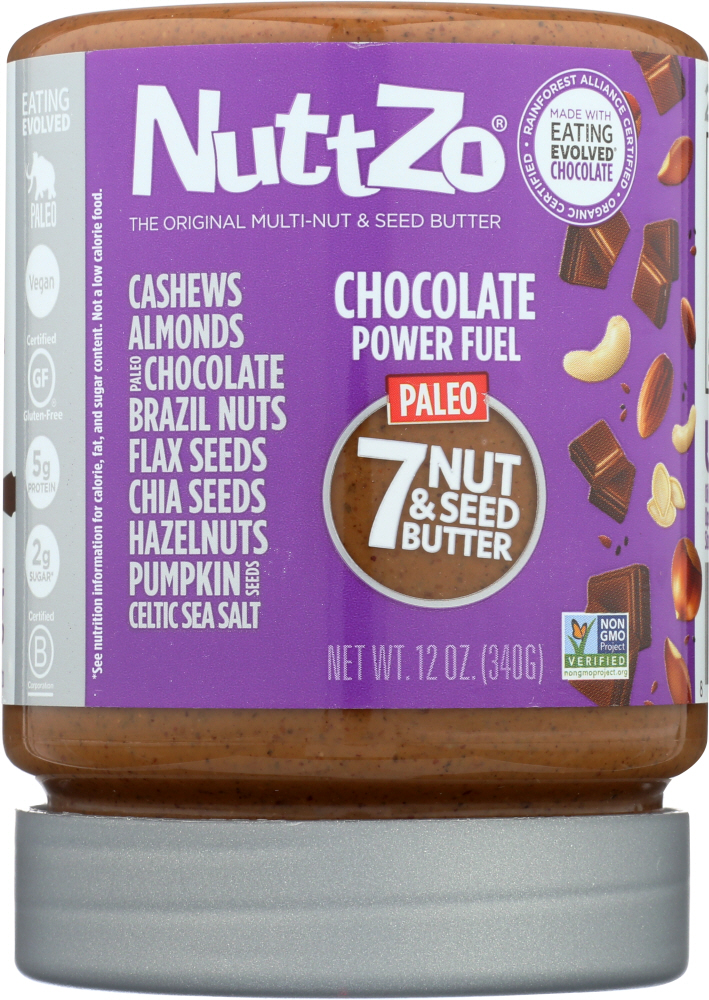 NUTTZO: Chocolate Power Fuel Nut Butter, 12 oz - 0894697002498
