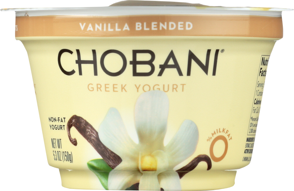 CHOBANI: Non-Fat Greek Yogurt Vanilla Blended, 5.3 oz - 0894700010021