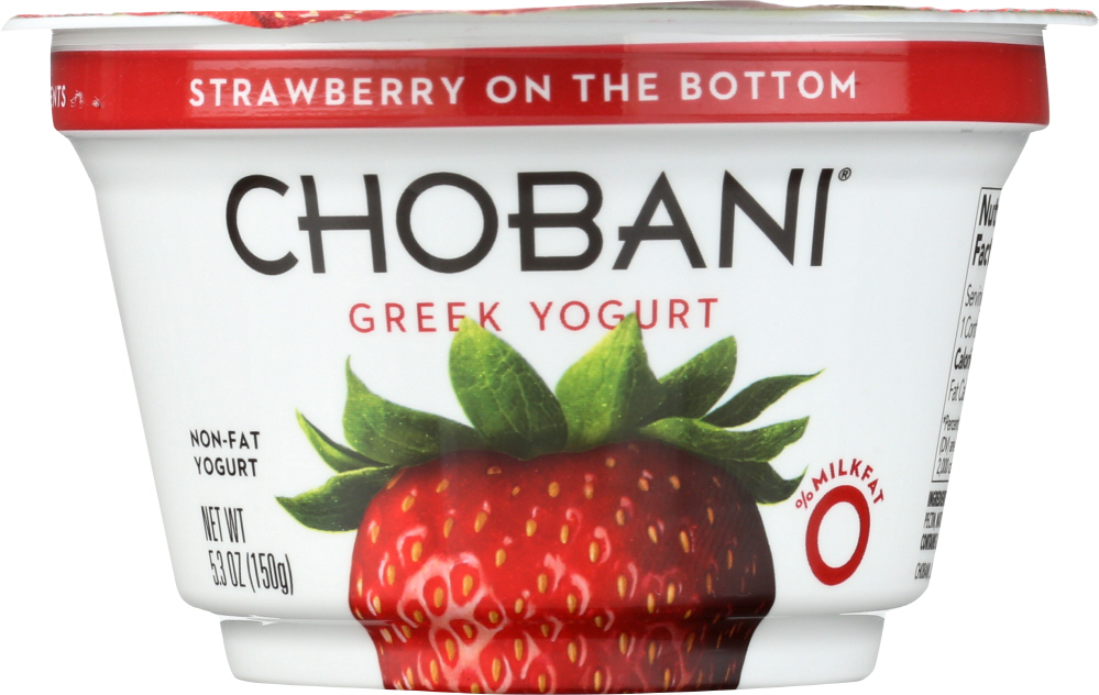 CHOBANI: Non-Fat Greek Yogurt Strawberry on the Bottom, 5.3 oz - 0894700010045