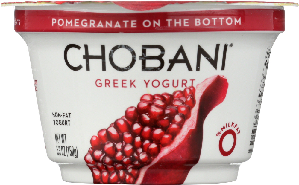 CHOBANI: Non-Fat Greek Yogurt Pomegranate on the Bottom, 5.3 oz - 0894700010151