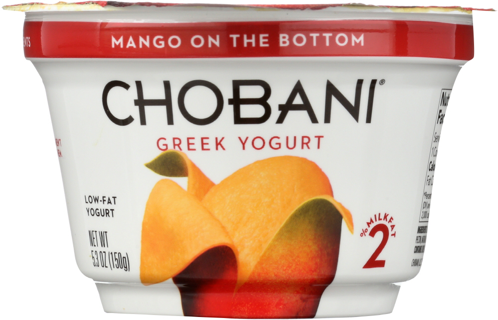 CHOBANI: Low-Fat Greek Yogurt Mango on the Bottom, 5.3 Oz - 0894700010335