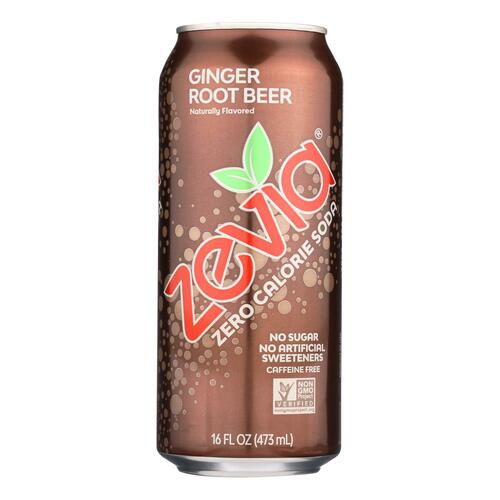 Zevia Soda - Zero Calorie - Ginger Root Beer - Tall Girls Can - 16 Oz - Case Of 12 - 0894773001339