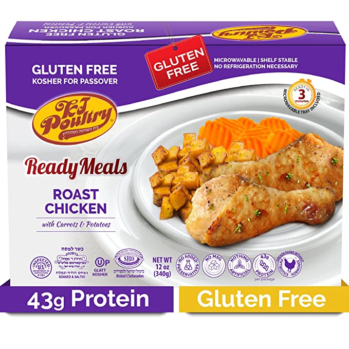  Kosher Gluten Free Food, Roast Chicken with Potato & Carrots - MRE Meat Meals Ready to Eat (1 Pack) Prepared Entree Fully Cooked, Shelf Stable Microwave Dinner, Emergency Survival, Travel, Prime  - 894792002607