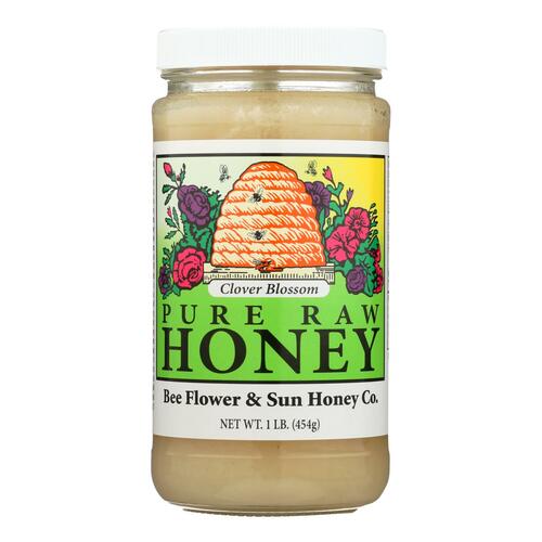 BEE FLOWER AND SUN HONEY: Clover Blossom Honey Pure Raw, 16 oz - 0895184002014