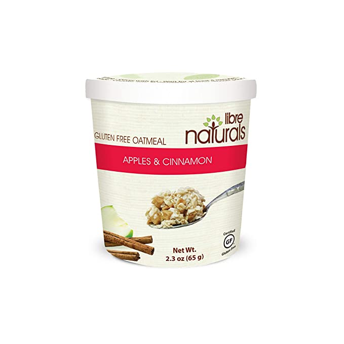 Libre Naturals Apple and Cinnamon Oatmeal Cup - Vegan, Gluten-Free, Kosher, Nut-Free, Non-GMO, Dairy-Free, No Artificial Flavors & Allergy Friendly (3 Cups) - 895435000004