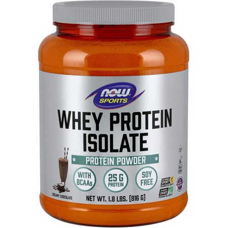 NOW Sports Nutrition, Whey Protein Isolate, 25 G With BCAAs, Creamy Chocolate Powder, 1.8-Pound - 895585102726