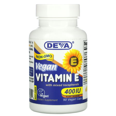 Deva Nutrition - Vegan Natural Vitamin E with Mixed Tocopherols 400 IU - 90 Vegan Caps - 895634000324