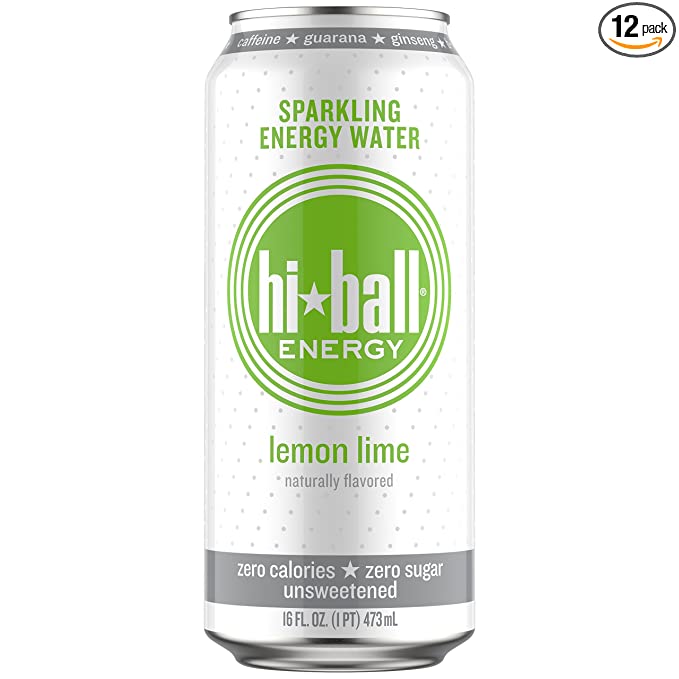  Hiball Energy Sparkling Water, Lemon Lime, 16 Ounce (Pack of 12)  - 766789848539
