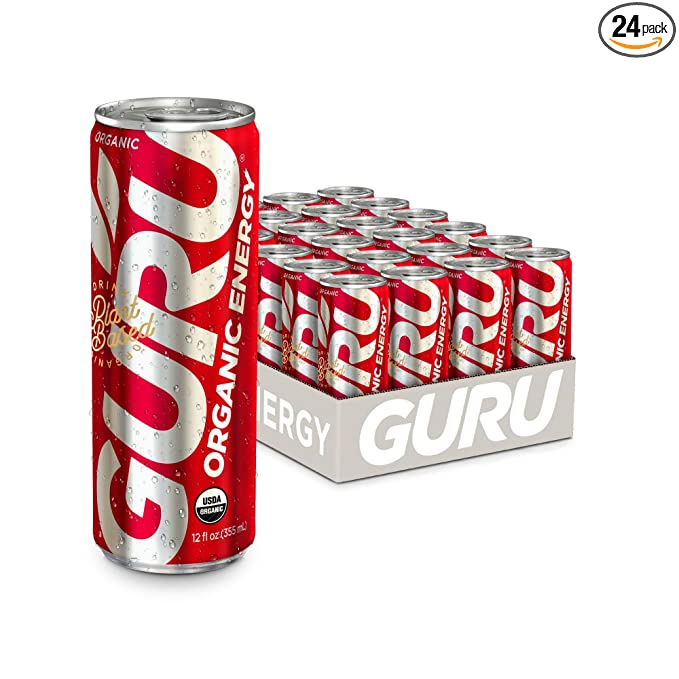 GURU Original | Plant-Based Energy Drink | Recharge with Good Energy from Green Tea | Natural & Organic Ingredients | Healthy Energy Drink to Help Stay Focused | Refreshing Taste | 12oz (Pack of 24) - 701648240147