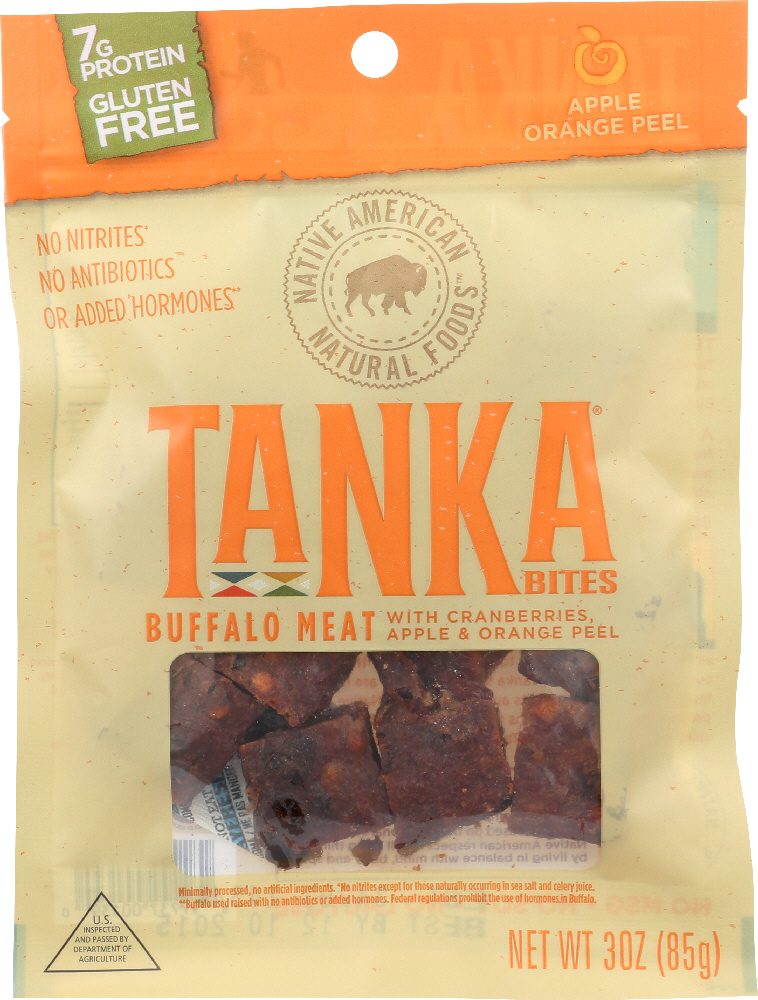 TANKA: Bites Buffalo Meat Apple Orange Peel, 3 Oz - 0897737001390