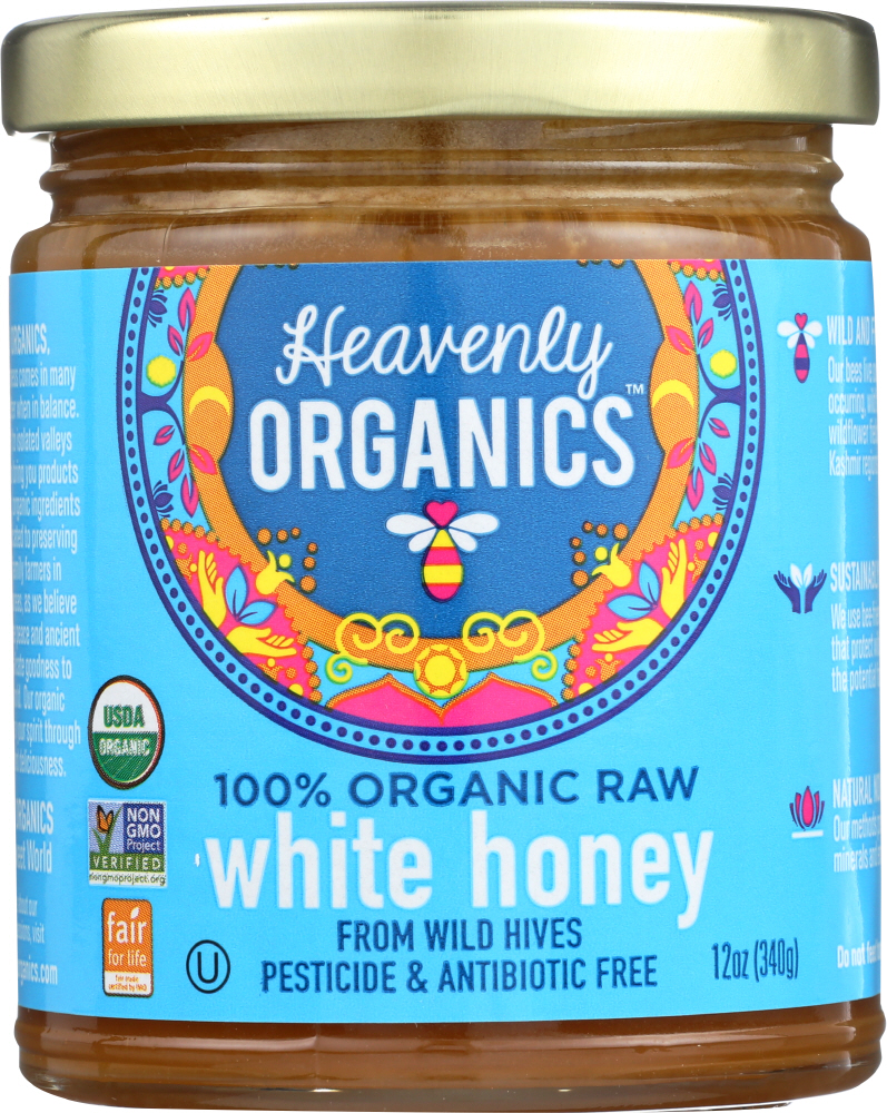 HEAVENLY ORGANICS: White Himalayan Raw Honey, 12 oz - 0897988000029