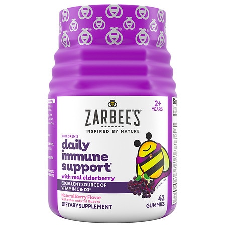 Zarbee s Kid’s Immune Support Gummies- Elderberry Vitamins Zinc 42ct - 898115002749