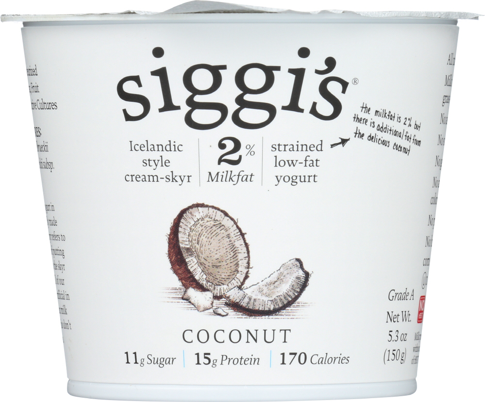 SIGGIS: Yogurt Icelandic Style Low Fat 2% Milkfat Coconut, 5.3 oz - 0898248001183