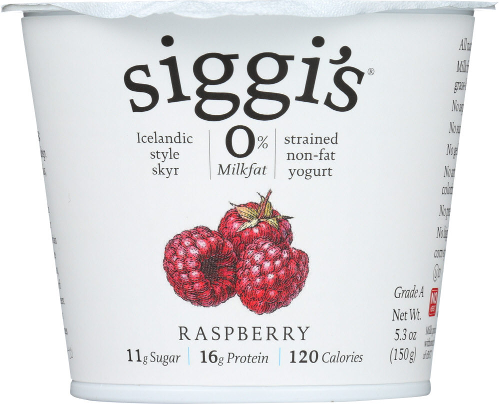 SIGGIS: Non-Fat Raspberry Skyr Yogurt, 5.3 oz - 0898248001435