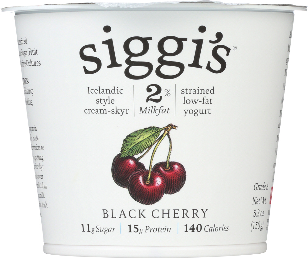 SIGGIS: 2% Milkfat Strained Low-Fat Black Cherry Yogurt, 5.3 oz - 0898248001503