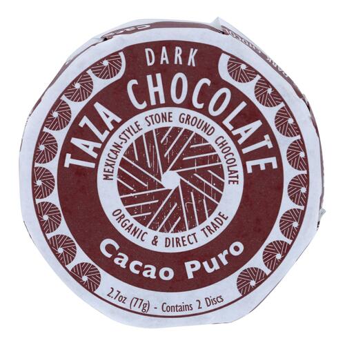 Taza Chocolate Organic Chocolate Mexicano Discs - 100 Percent Dark Chocolate - Cacao Puro - 2.7 Oz - Case Of 12 - 0898456001395
