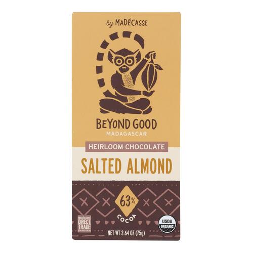 MADECASSE: Salted Almond Dark Chocolate Bar, 2.64 oz - 0898575001078