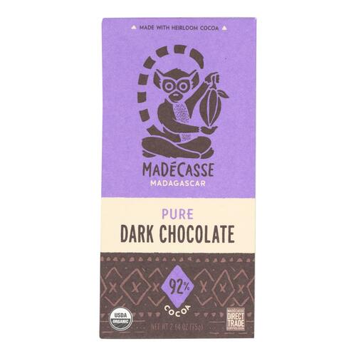 Madecasse 92 Percent Dark Chocolate - Case Of 12 - 2.64 Oz. - 898575001696