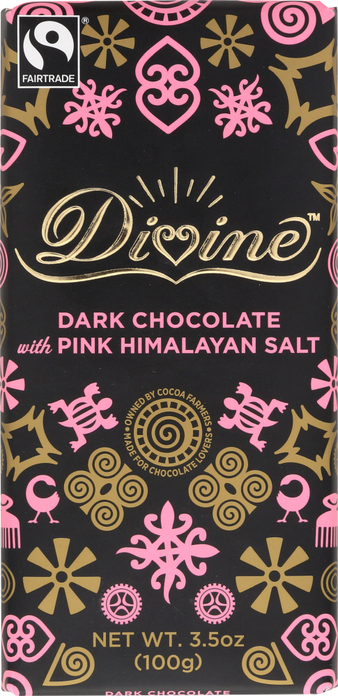 DIVINE CHOCOLATE: Chocolate Bar Dark Pink Himalayan Salt, 3.5 oz - 0898596001767