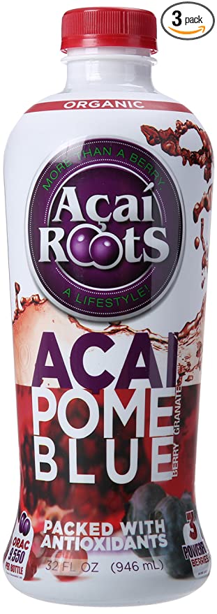 Acai Roots Juice, Acai, Pomegranate and Blueberry, 32 Ounce (Pack of 3) - 898685001272
