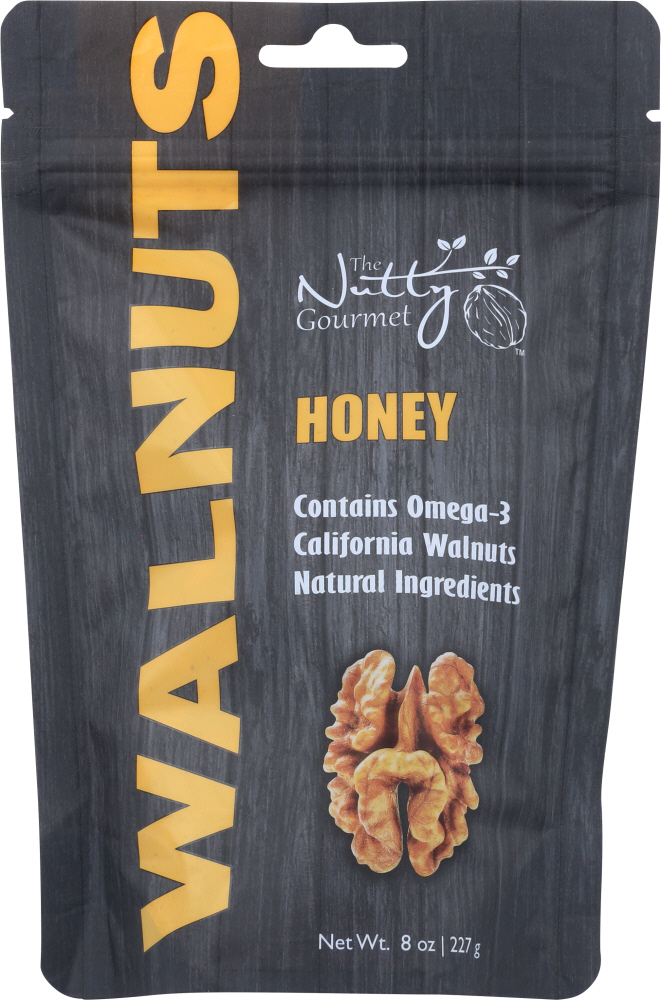 THE NUTTY GOURMET: Flavored Walnuts Honey, 8 oz - 0898916002337