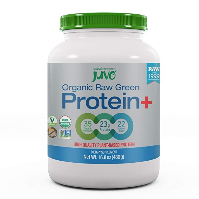 Juvo Raw Green Protein Organic, Vegan, Gluten Free, Non-GMO, Kosher, No Stevia, 23g of Protein, Complete Amino Acid Profile, 16.9 Ounce - 754465046539