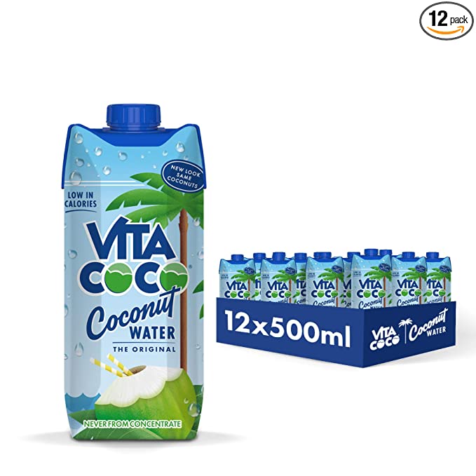 Vita Coco - Pure Coconut Water (500ml x 12) - Naturally Hydrating - Packed With Electrolytes - Gluten Free - Full Of Vitamin C & Potassium - 898999011004