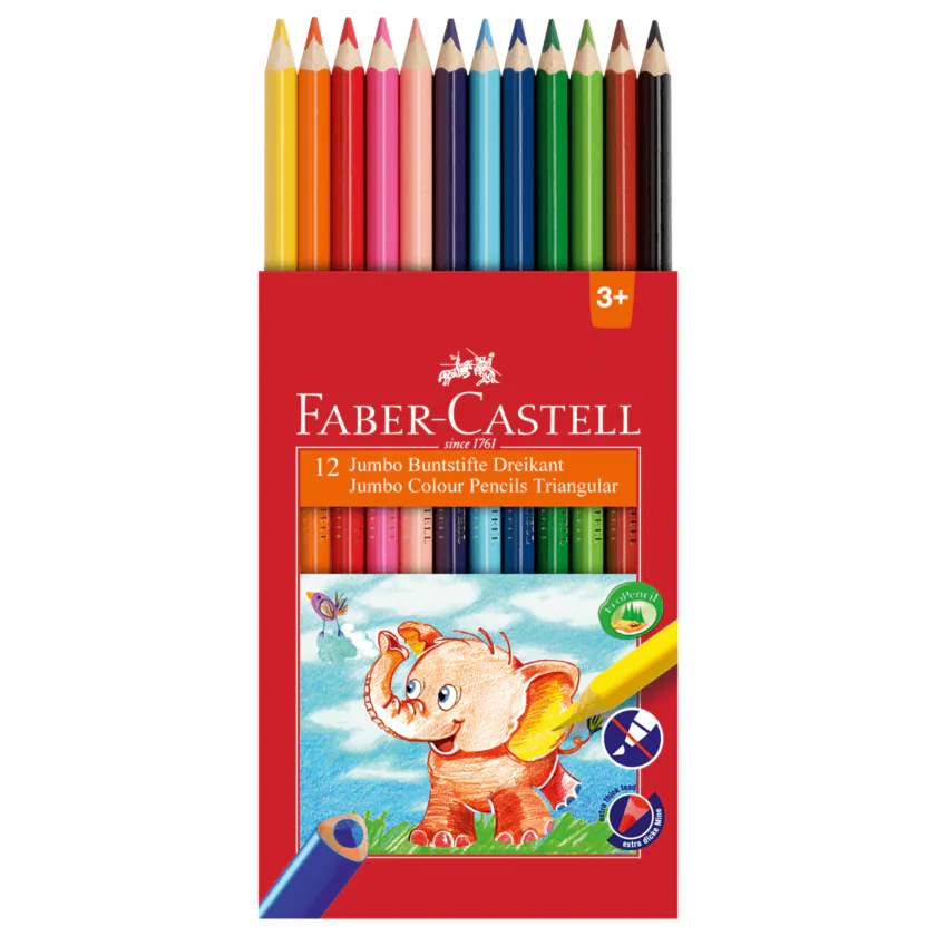 Faber-Castell Jumbo Buntstifte Dreikant 12 Stück - 8991761312360