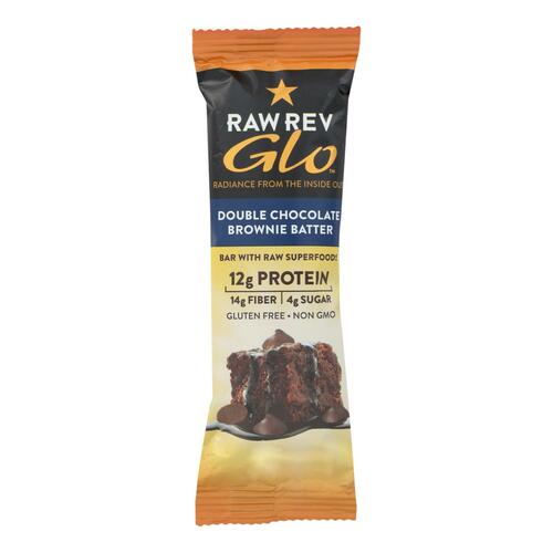 Raw Rev Glo Double Chocolate Brownie Batter Bar - Case Of 12 - 1.6 Oz - 899587003241