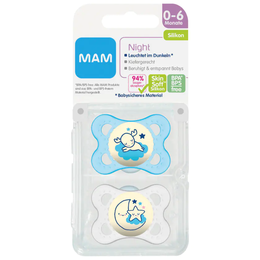 Mam Sauger Night Silikon 0-6 Monate 2 Stück - 9001616665233