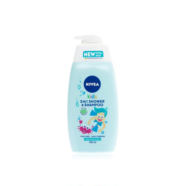 Nivea kids 2 in 1 shower & shampoo magic apple 500ml - Waitrose UAE & Partners - 9005800321233