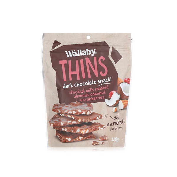 Wallaby gluten free dark chocolate and cranberry thins 130g - Waitrose UAE & Partners - 9314943031016