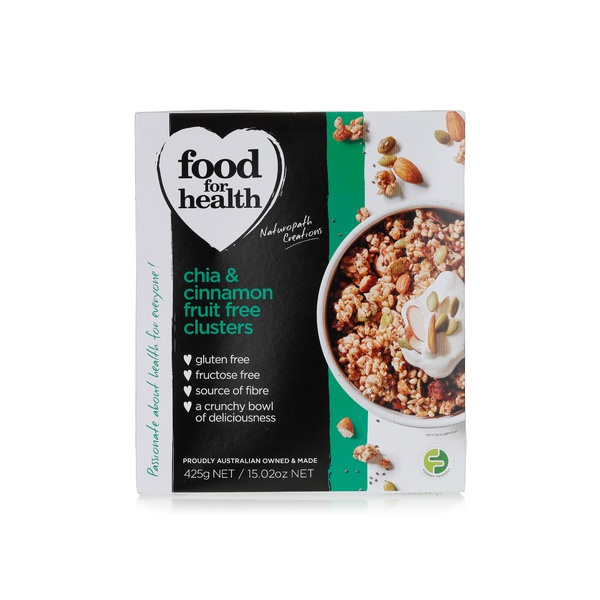 Food For Health gluten free chia, cinnamon and fruit free muesli clusters 425g - Waitrose UAE & Partners - 9335953005576