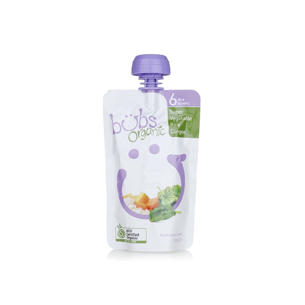 Bubs organic super vegetable rice congee pouch 6+ months 120g - Waitrose UAE & Partners - 9338078006084