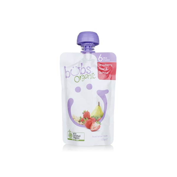 Bubs organic strawberry pear & quinoa pouch 6+ months 120g - Waitrose UAE & Partners - 9338078006220